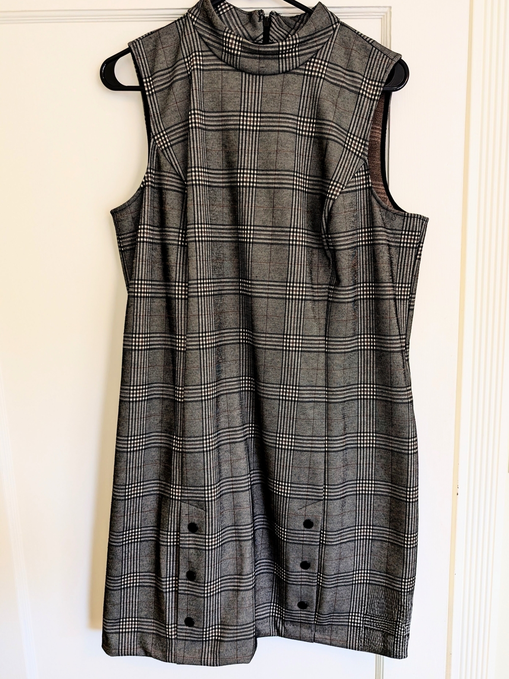 Apt. 9 Sleeveless Gray Plaid Mock Neck Shift Dress
